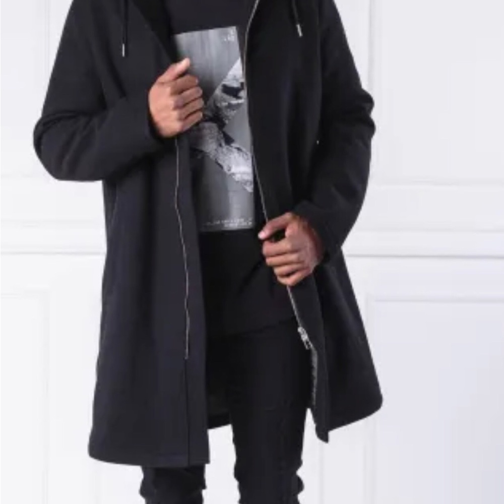 Armani Exchange Charcoal wool blend hooded Men’s Coat MRSP $650 euc